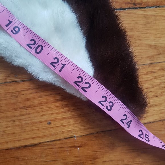 60s Vintage Two Tone Mink Fur Collar, Cream White Brown Mink Fur Scarf - Picture 8 of 9